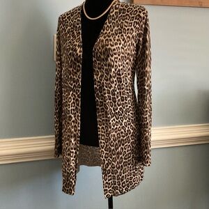 Chico's Cheetah Animal Print Knit Duster Cardigan Leopard Sz Small 4/6